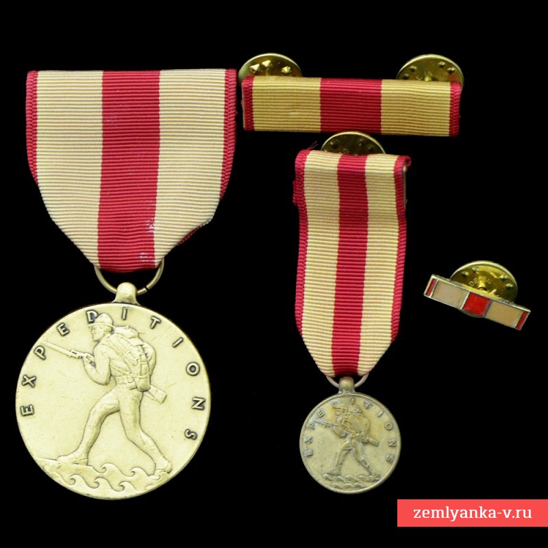 United States Marine Corps Medal for Service in the Expeditionary Force, with miniature and two bars