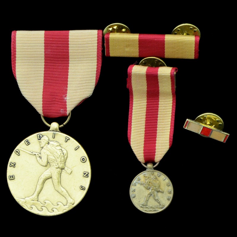 United States Marine Corps Medal for Service in the Expeditionary Force, with miniature and two bars