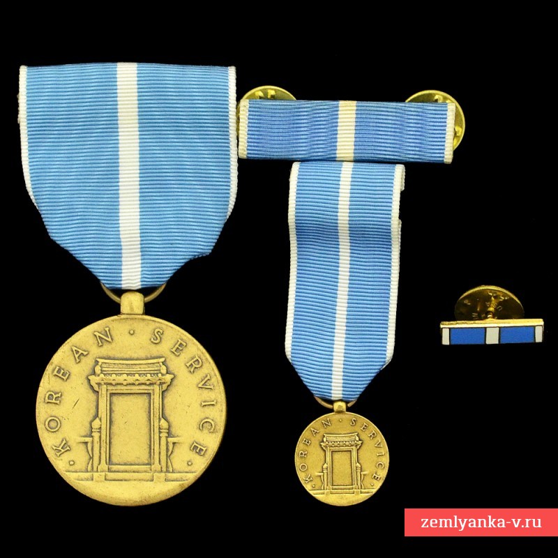 Medal for Service in Korea, with miniature and two bars