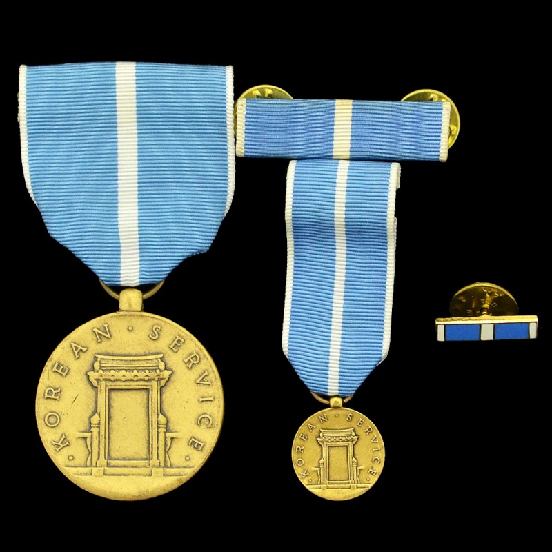 Medal for Service in Korea, with miniature and two bars