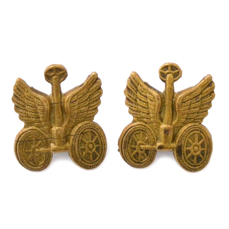 A pair of lapel emblems of the Red Army automobile troops of the 1936 model