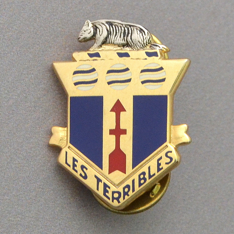 Badge of a serviceman of the 128th Infantry Regiment of the US Army