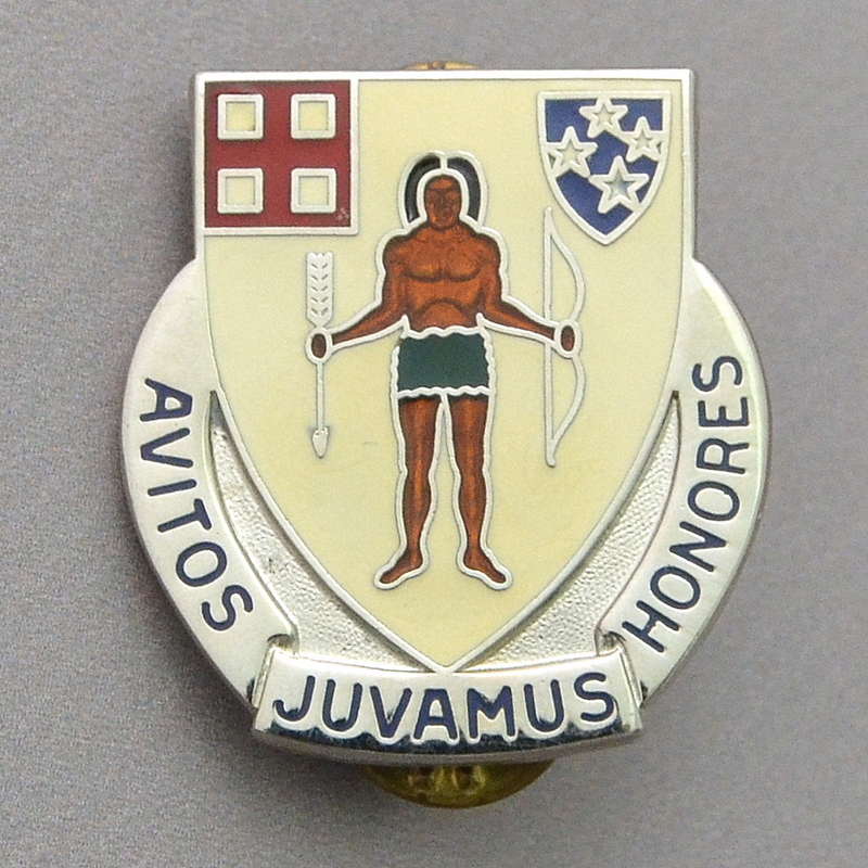 Badge of a serviceman of the 182nd Infantry Regiment of the US Army