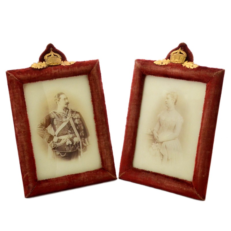Paired frames with portraits of William II and Augusta Victoria