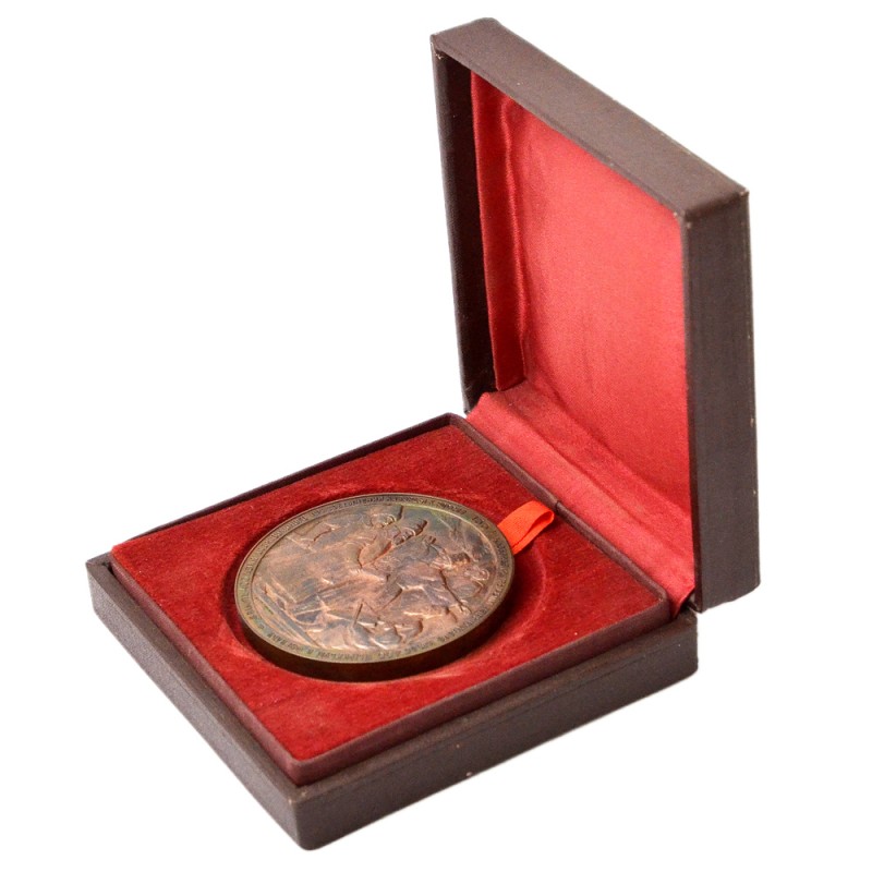 Medal "400 years of Kabarda's accession to Russia" in a case and a document of the owner