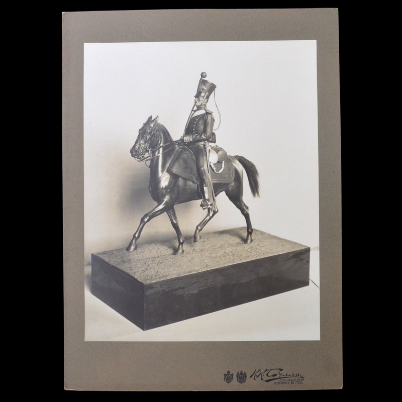 Photo of a sculpture of a dragoon regiment officer on horseback, K. Bull