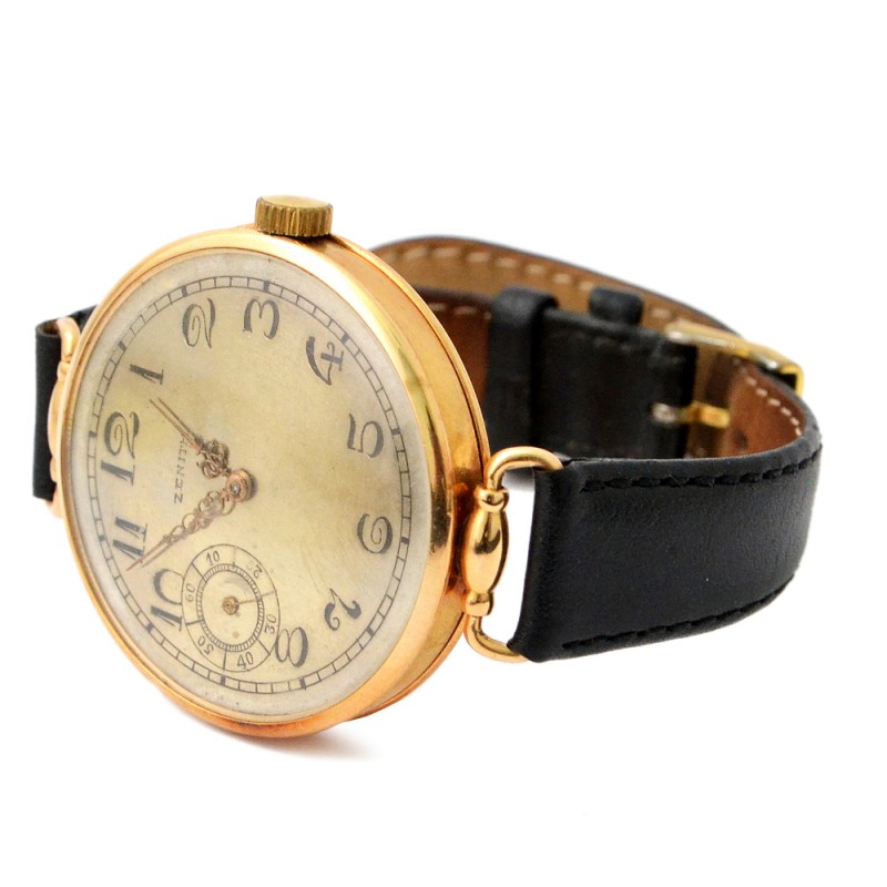 Men's massive gold pre-revolutionary wristwatch "Zenith"