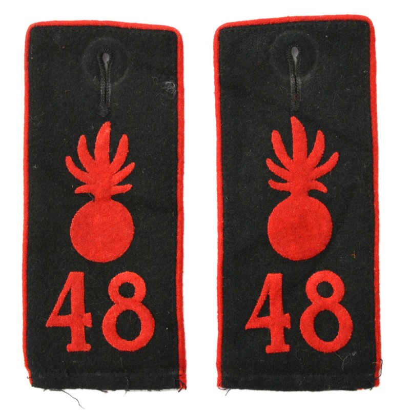 Shoulder straps of the lower rank of the 48th Artillery regiment of the Kaiser's army, on the overcoat