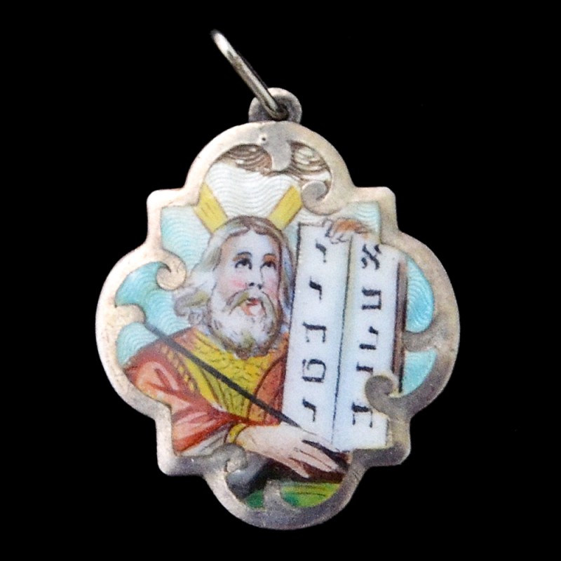 Silver enamel pendant with the image of Moses