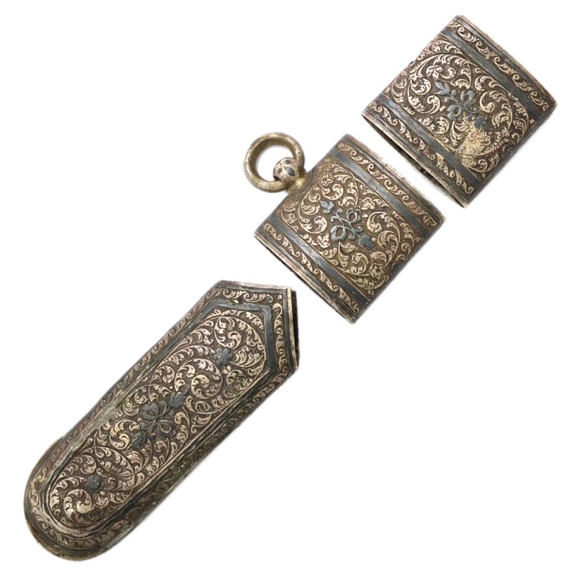 A set of silver parts of the Caucasian saber scabbard