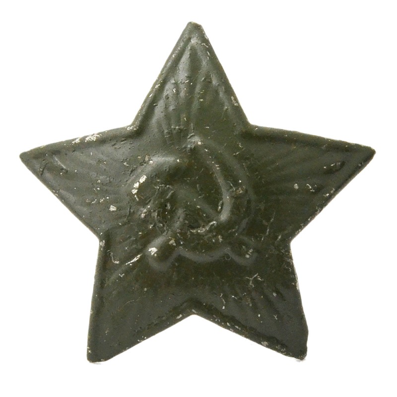 A star on a field cap or an earflap of the Red Army