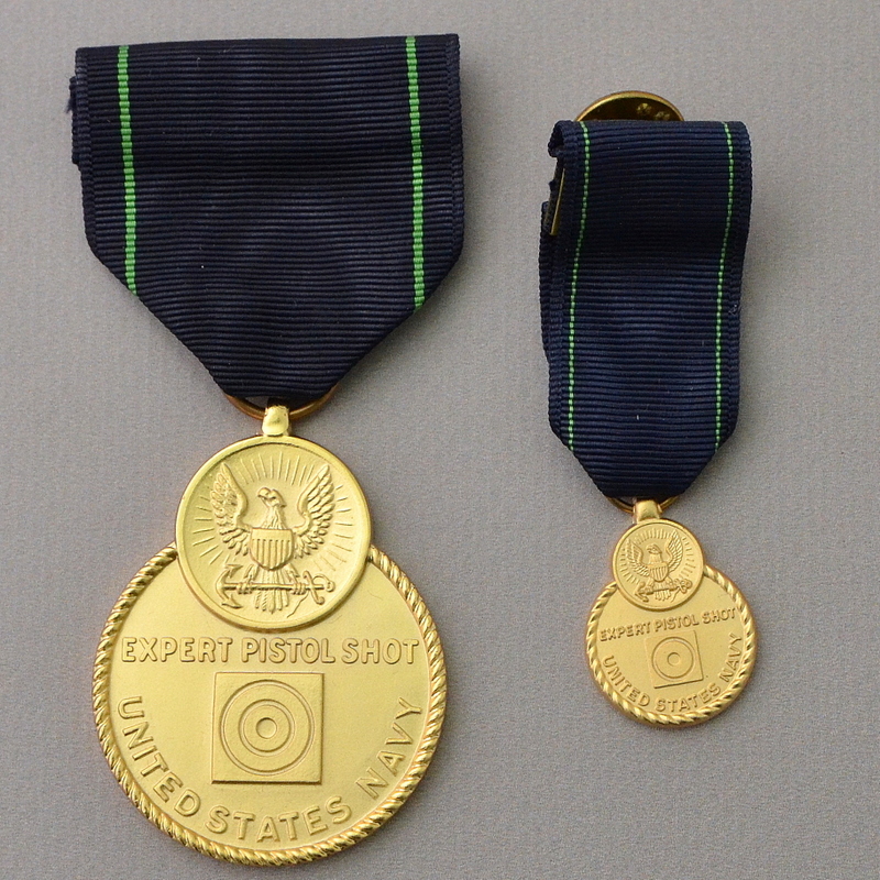 U.S. Navy Medal for Pistol Shooting, with miniature
