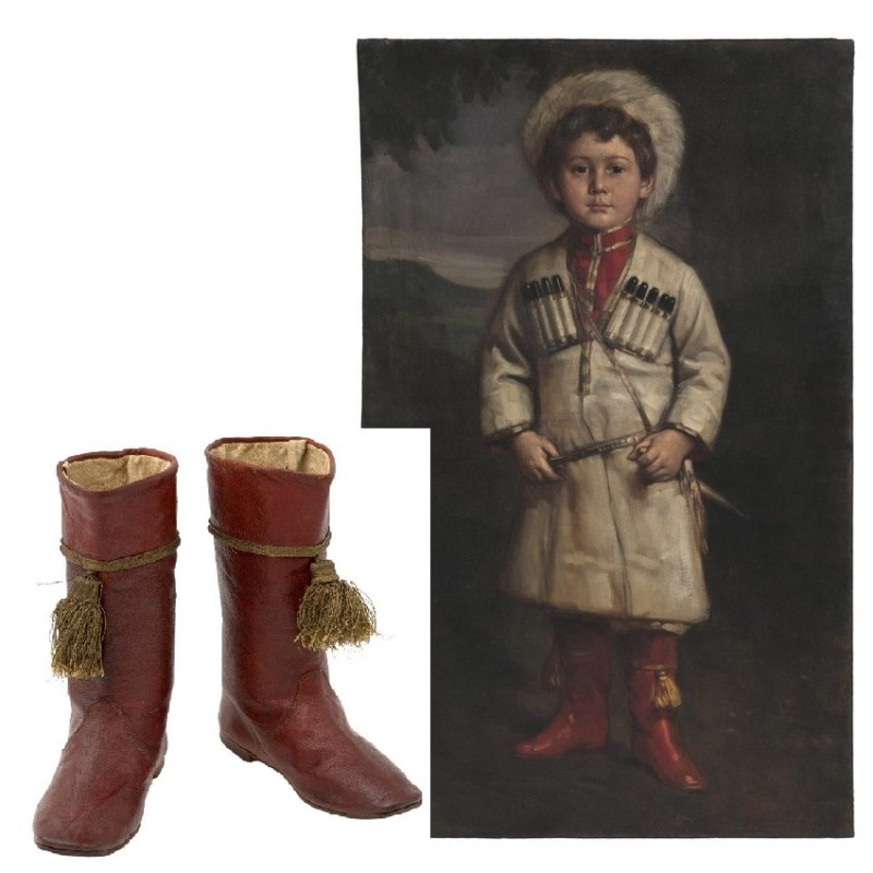 Lot of a full-length portrait of a boy in a Circassian and boots depicted on it