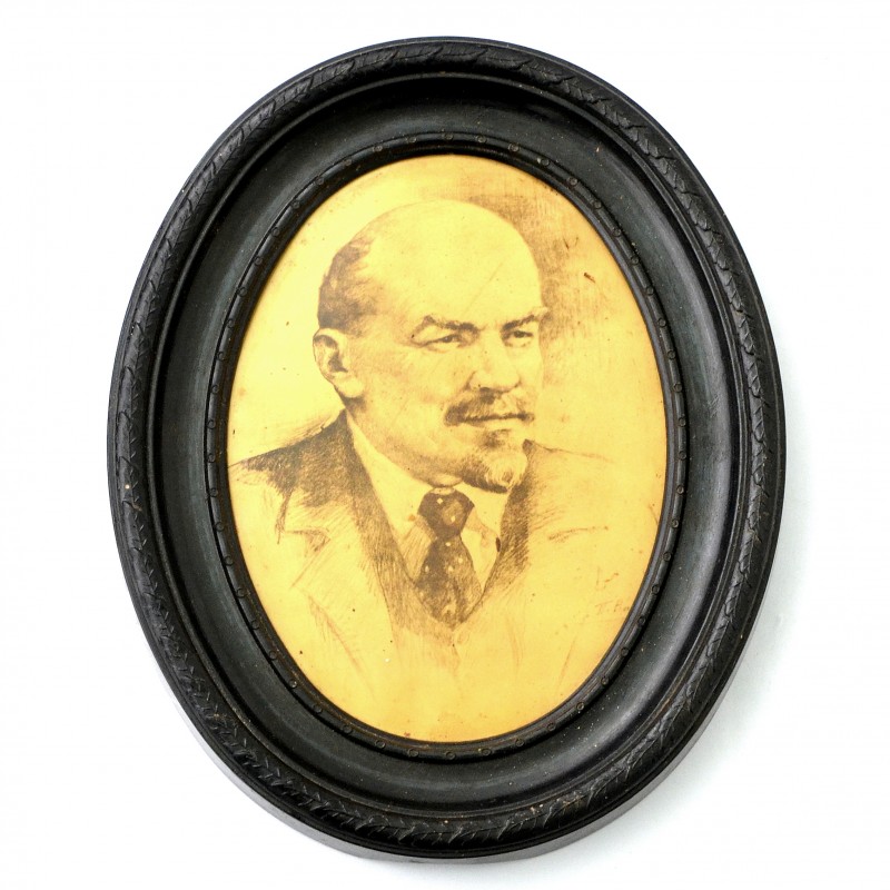 Portrait of V.I. Lenin in a wooden frame