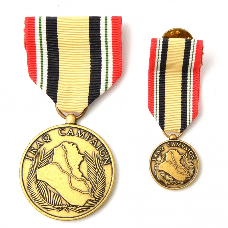 Medal of the participant of the military campaign in Iraq of the sample of 2004, with a miniature