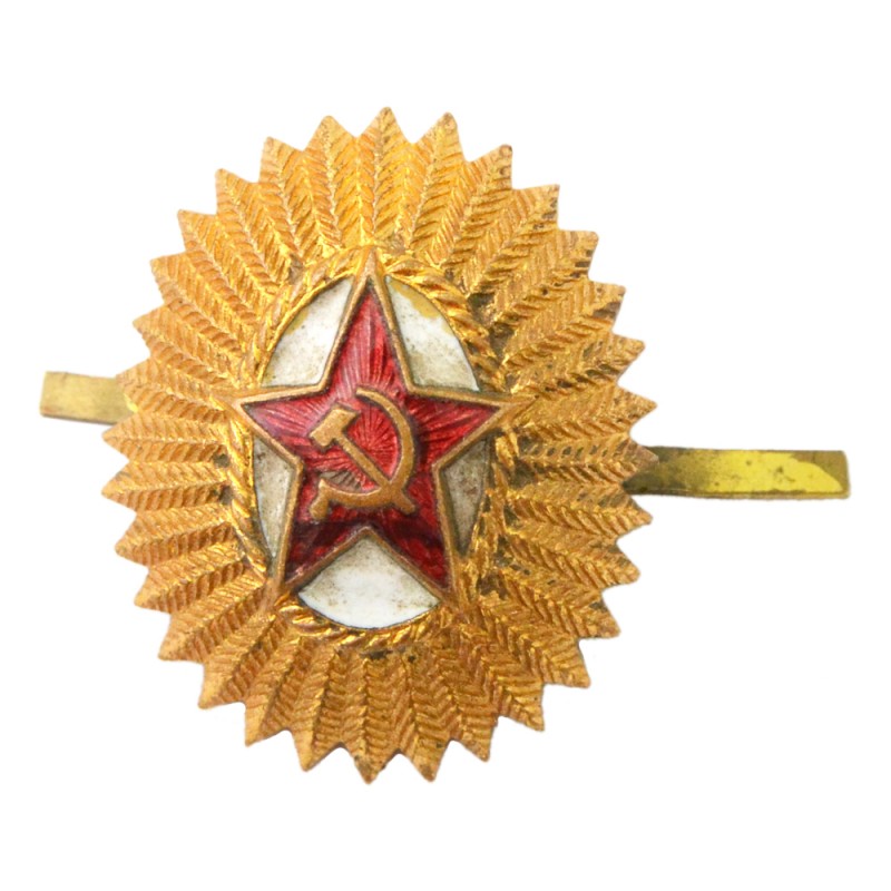 The cockade of the 1955 model on the cap of the SA officers, brass 