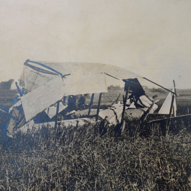 Large-format photo of a downed French airplane