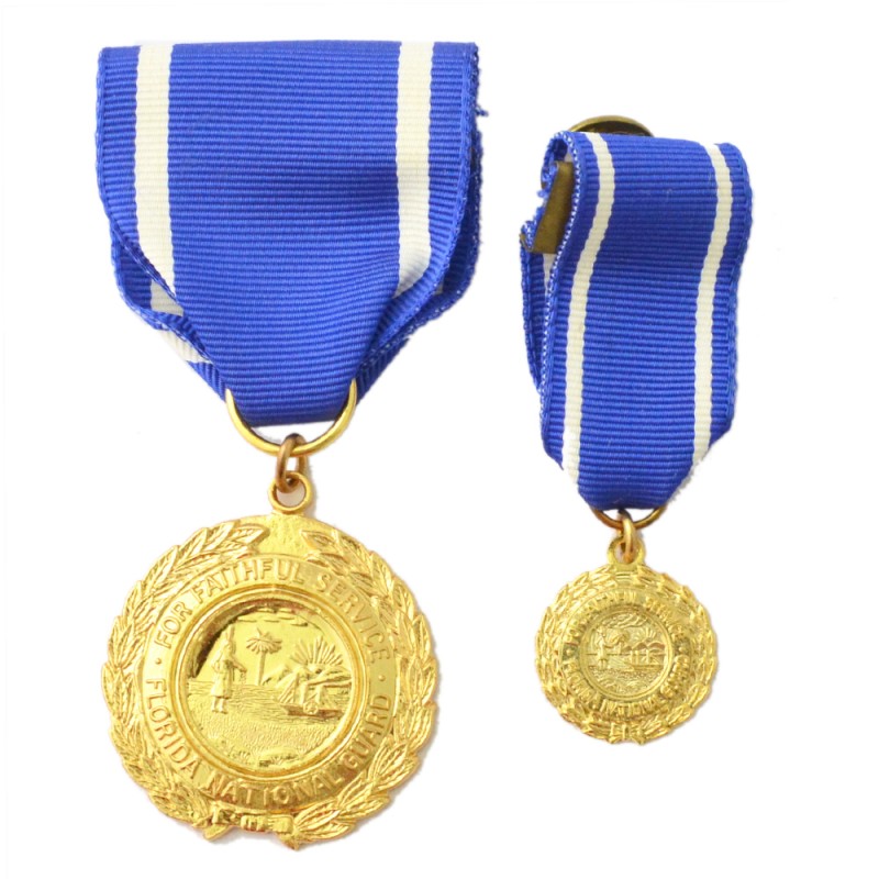 Florida National Guard Medal for Faithful Service, with miniature