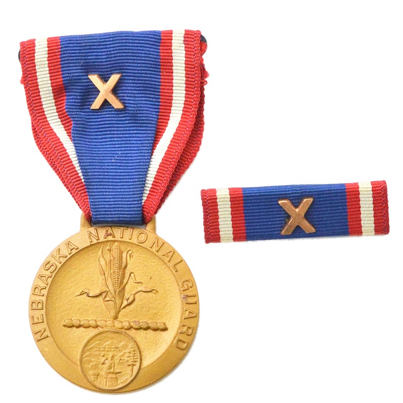 Medal for 10 years of service in the Nebraska National Guard, with a bar