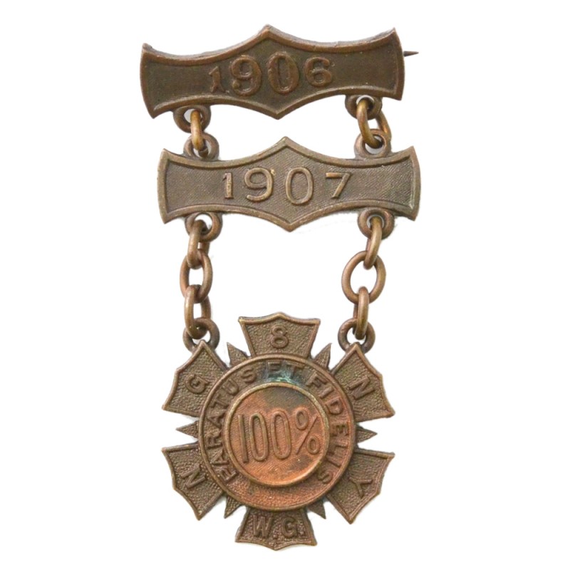 Medal of the 8th Regiment of the National Guard of the State of New York for 100% service
