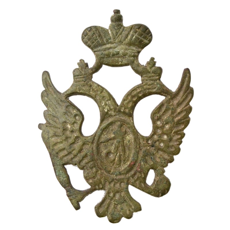 Bronze overlay-coat of arms on a soldier's lyadunka of the period of Alexander I