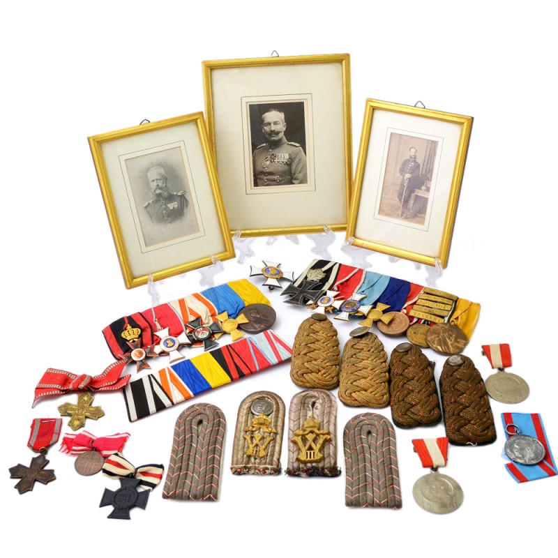 A lot of awards and insignia belonging to two officers of the 16th Infantry Regiment - members of the same family