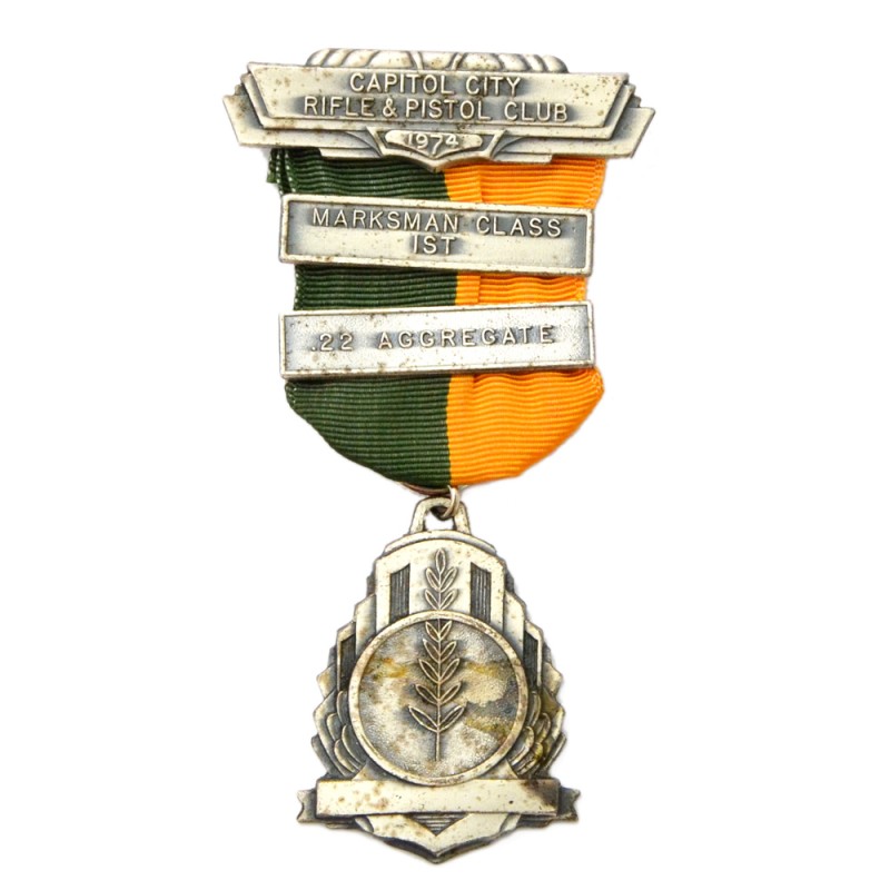 Silver medal for shooting of the shooting club of Kepitol City, 1974