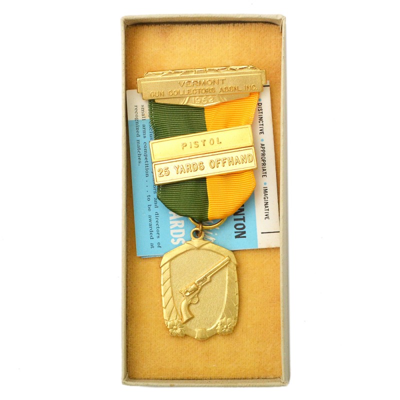 Gold Medal of the Vermont Association of Gun Collectors, 1962