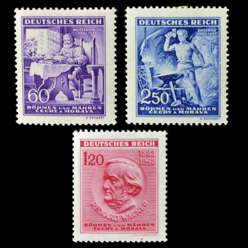 The complete series of stamps "60 years since the death of R. Wagner", 1942, Bohemia and Moravia