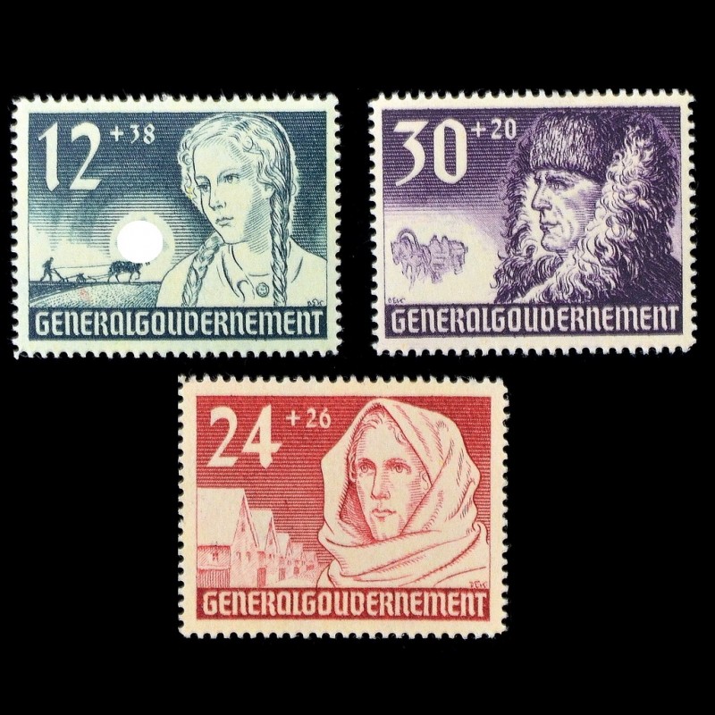 Full series of stamps for the anniversary of the Polish Governorship General*/**, occupation of Poland