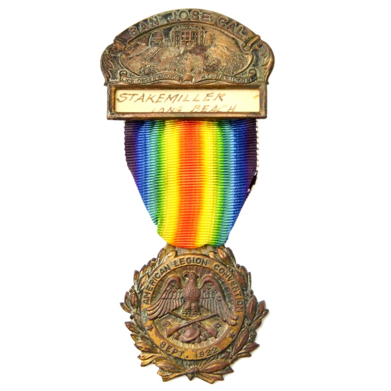 Commemorative medal of the participant of the American Legion Convention in San Jose, 1922