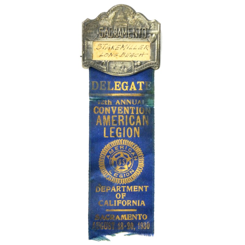 Commemorative medal of the participant of the American Legion Convention in Sacramento, 1930