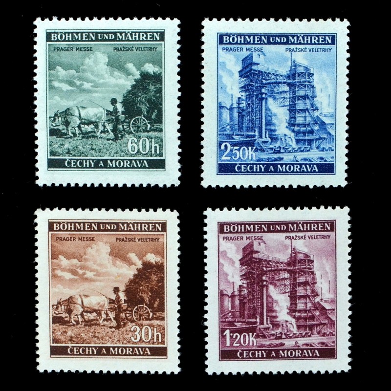 Complete series of stamps "Exhibition in Prague", 1941, Bohemia and Moravia
