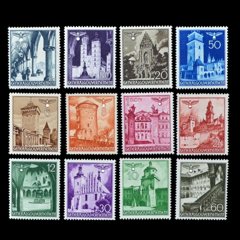 The complete series of stamps "Architecture", Polish General Government