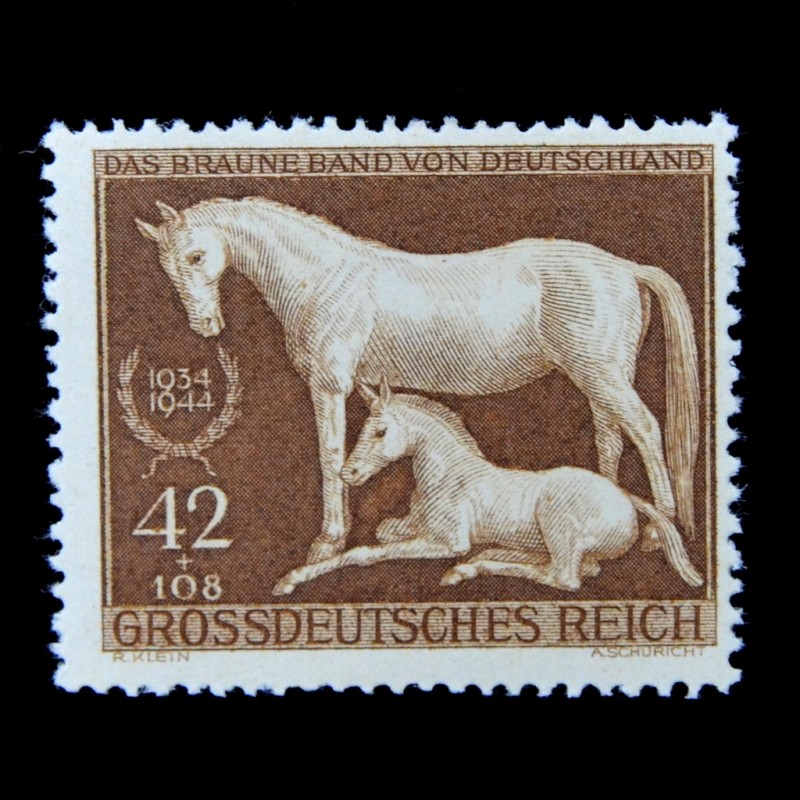 Postage stamp "11th horse race "Brown ribbon". Munich-Rome."**, 1944