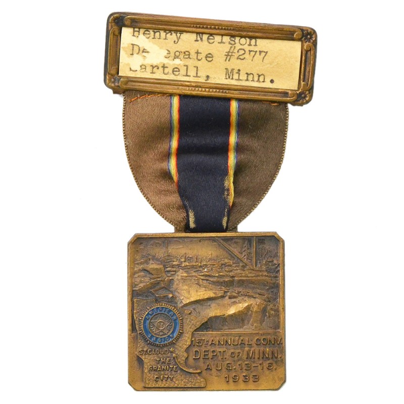 Medal of the participant of the American Legion Convention in Granite, Minnesota, 1933