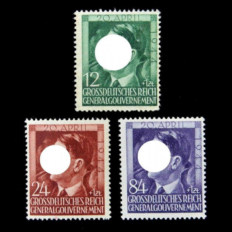The complete series of Polish stamps for the Fuhrer's birthday, 1944