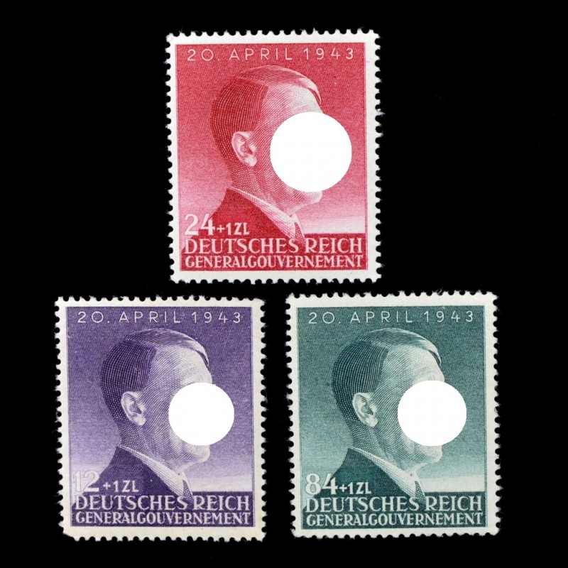 The complete series of Polish stamps for the Fuhrer's birthday**, 1943