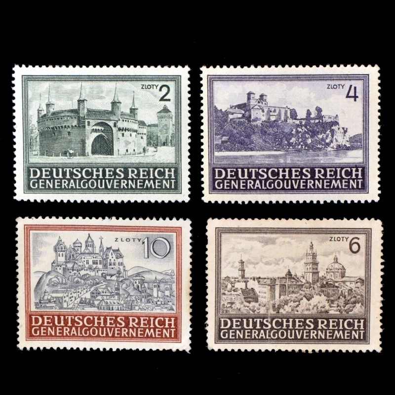 A complete set of stamps from the series "Castles of Poland"*/**, occupation