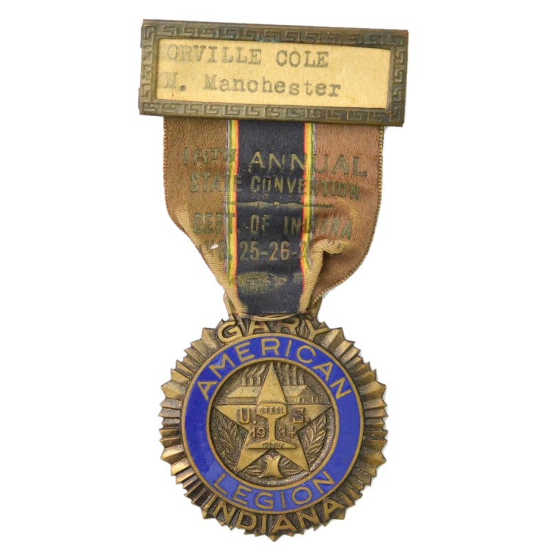 Medal of the participant of the American Legion Convention in Gary, Indiana, 1934