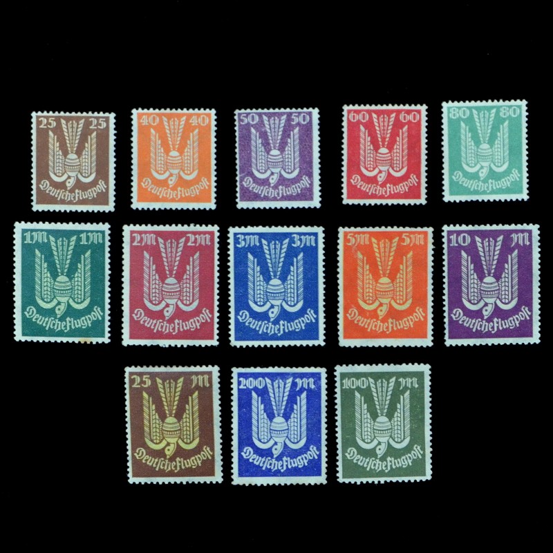 Complete series of German airmail stamps*/**, 1922