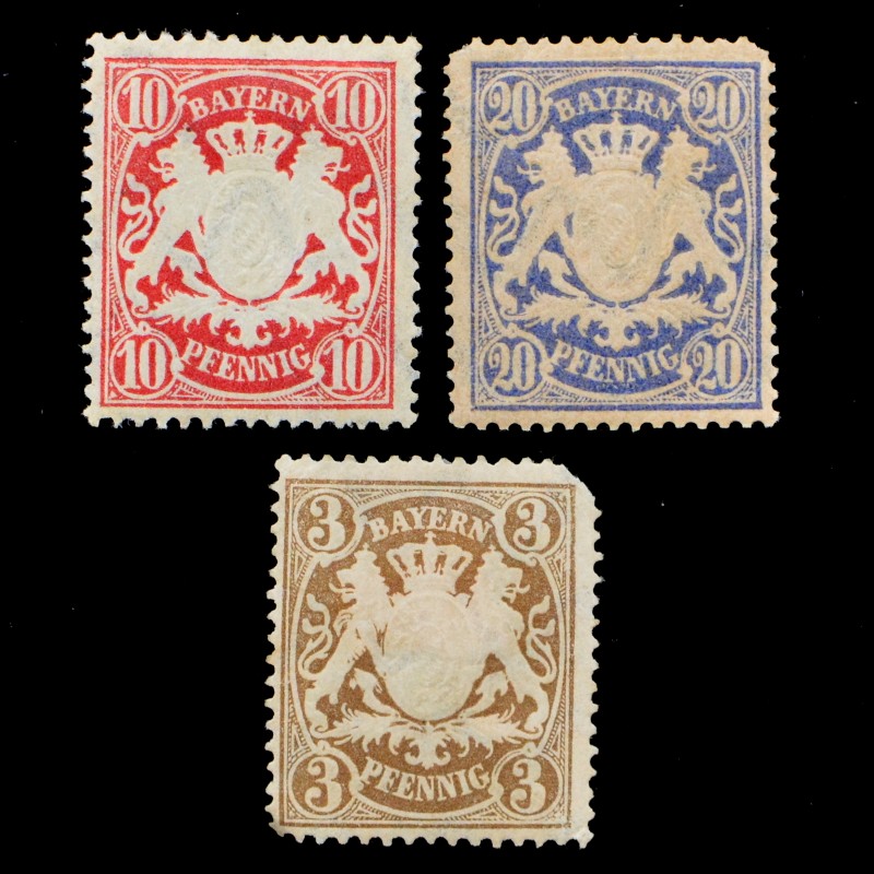 Lot of standard stamps of Bavaria*, XIX century.