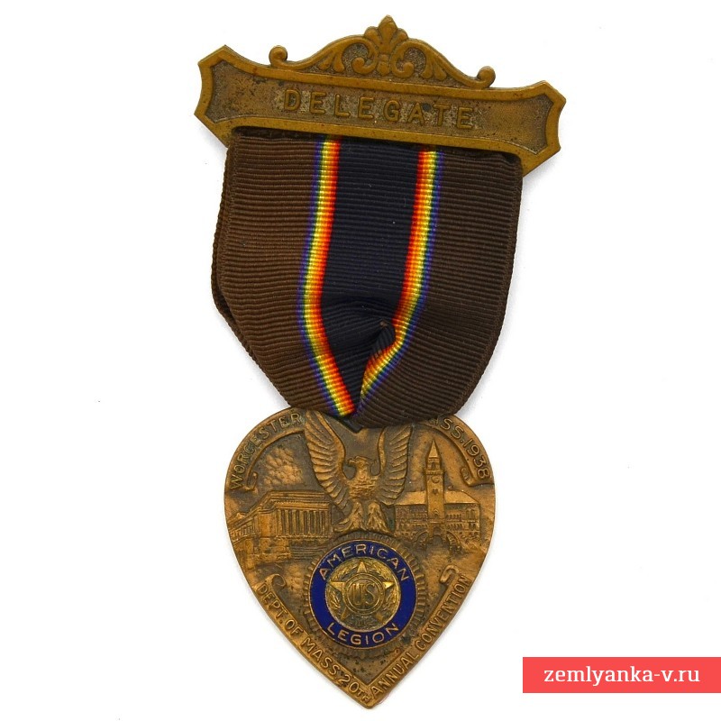 Medal of the delegate to the American Legion Convention in Worcester, Massachusetts, 1938