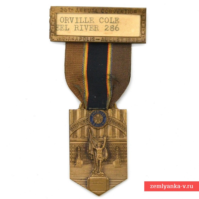Medal of the participant of the American Legion Convention in Indianapolis, Indiana, 1938