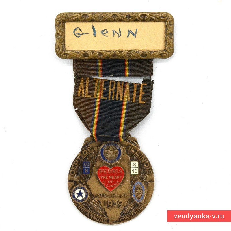 Medal of the Deputy participant of the American Legion Convention in Peoria, Illinois, 1939