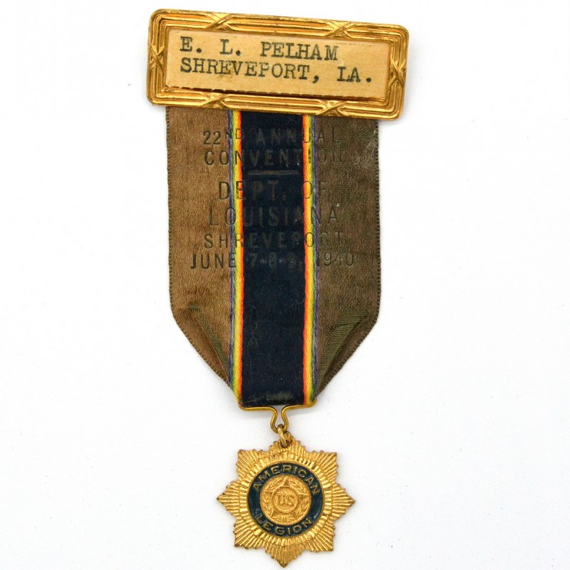 Medal of the officer - participant of the American Legion Convention in Shreveport, Louisiana, 1940