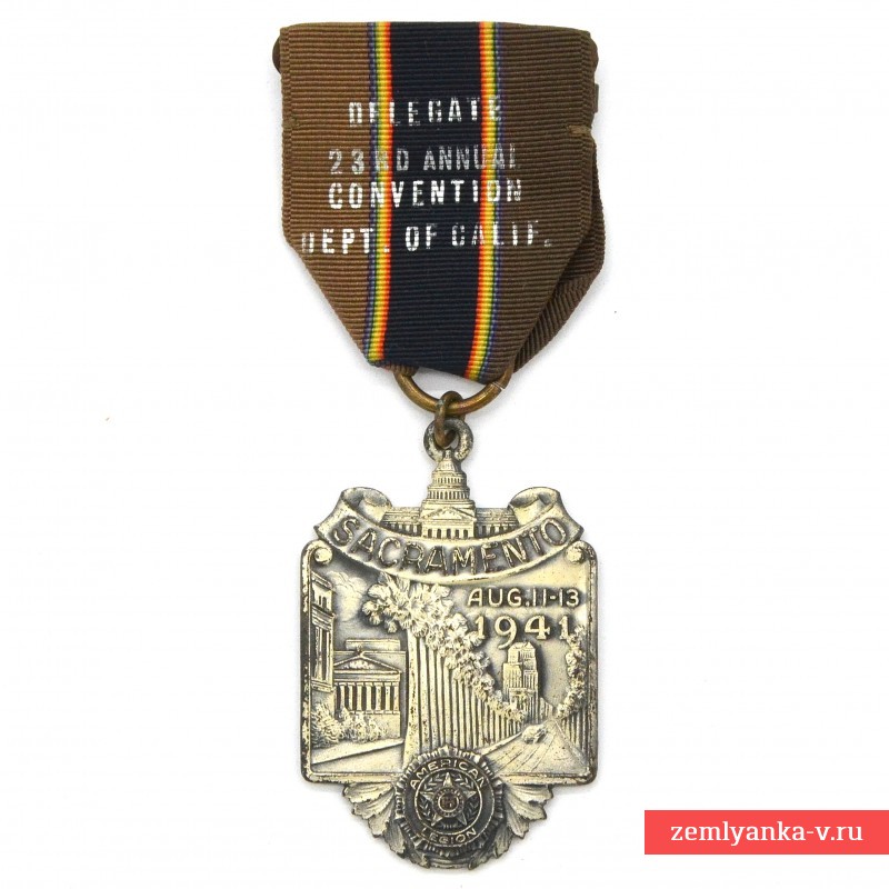 Medal of the delegate to the American Legion Convention in Sacramento, 1941