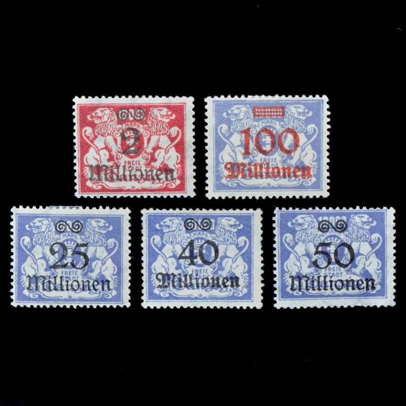 Lot of Danzig stamps with the overprint "Millionen"*