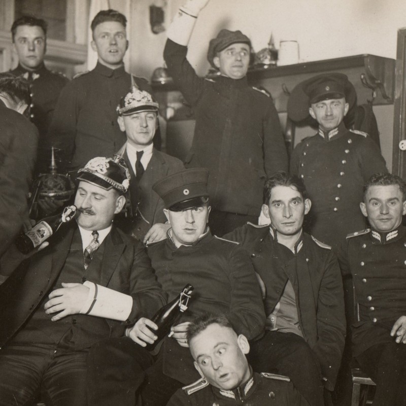 Photos of German policemen after the Christmas feast, 1920s