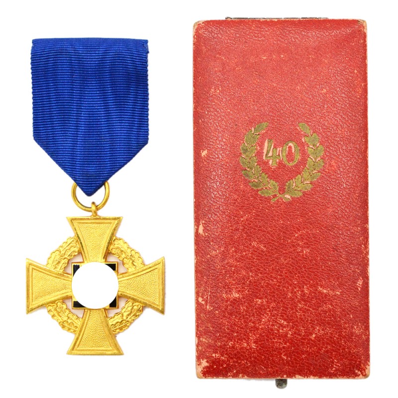 Cross for 40 years of civil service of the 1938 model in a case, Deschler